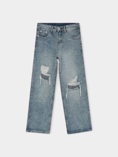 nirben Denim | Ripped Floor Jeans Men's Loose Washed Straight Pants Spot Supply