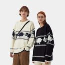 Unisex Gestreiftes Muster Langarm Strickpullover