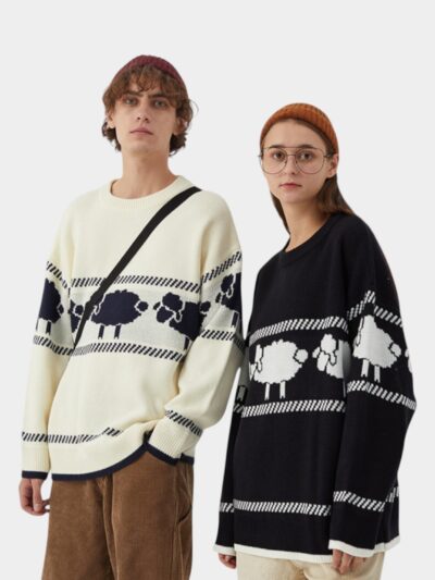 Unisex Striped pattern Long sleeves Knitted Jumper