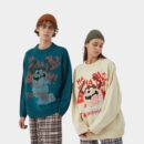 Unisex Anime/Cartoon-Print Strickpullover mit langen Ärmeln