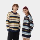 Gestreifter Unisex Strickpullover mit langen Ärmeln