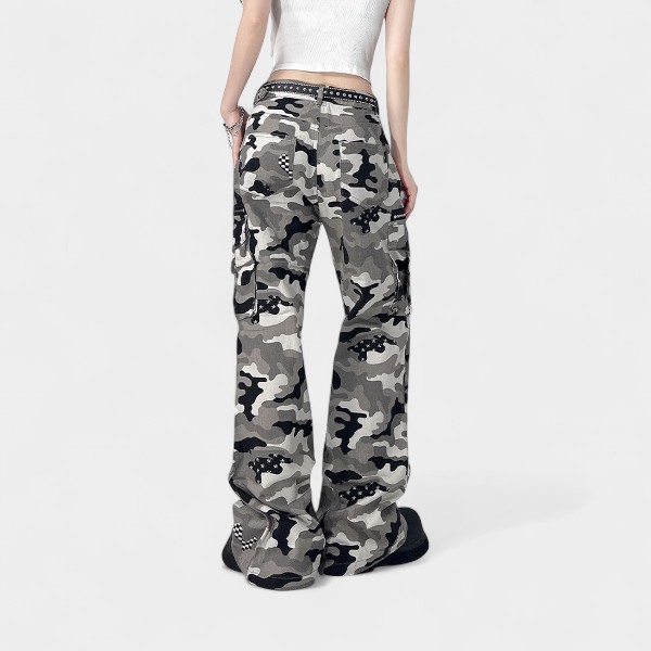 OREETA, American retro overalls camouflage pants fashion brand vintage loose cotton straight casual overalls