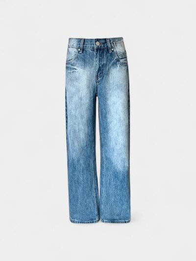 Orange Silk women's clothing# American retro washed high waist loose lengthened wide leg pants drape all-match straight jeans for women