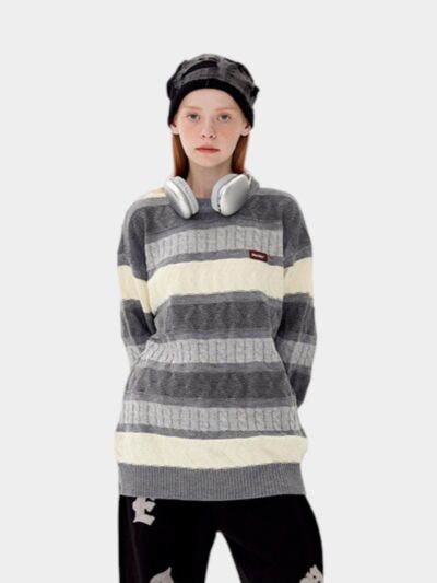 Women's Striped pattern Long sleeves Knitted Jumper