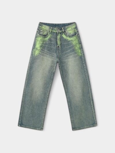 Nirben Denim | New Basic Personality Hand-painted Jeans Men's Loose Straight Leg Wide Leg Joker Pants