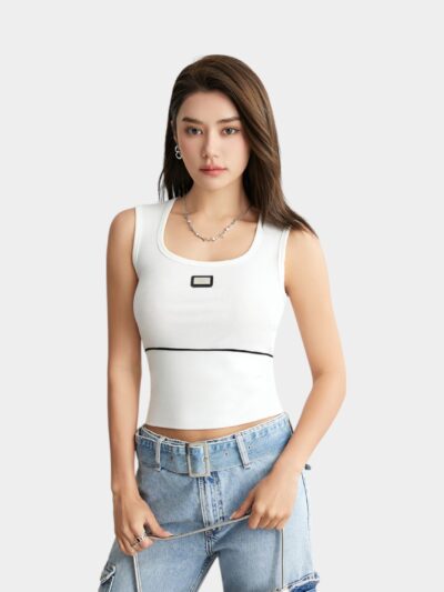 New 2024 Spring and Summer Women's Bottoming Camisole Women's Inner Slim-fit Beautiful Back Outer Wear Square Collar Sleeveless Top