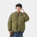 Japanese style rhombus plaid baseball collar casual warm cotton-padded jacket men's autumn and winter loose thickened embroidered couple cotton-padded jacket
