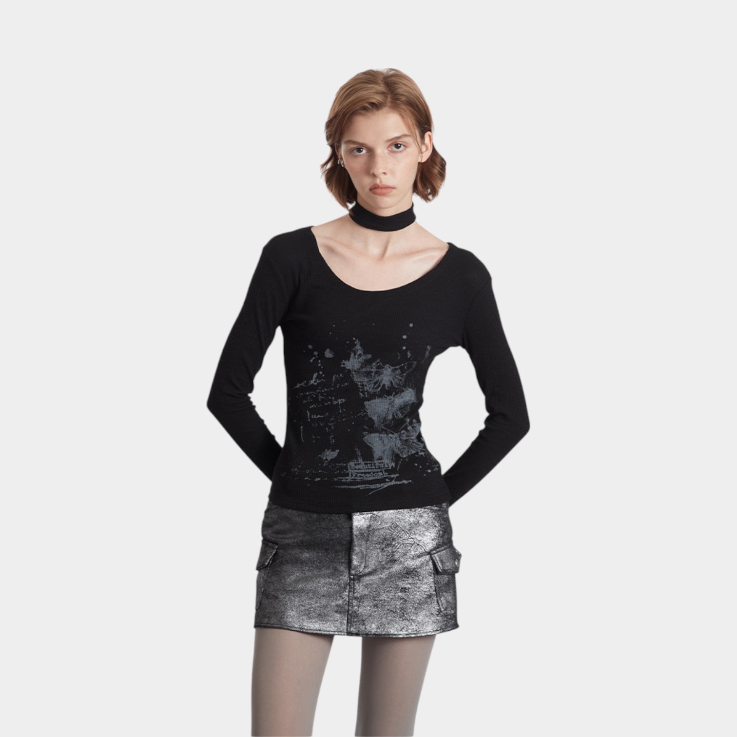 Damen T-Shirt mit künstlerischem Druck und langen Ärmeln – Bild 5