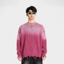 BE Men's Autumn and Winter American Retro Fashion Brand Washed Cut Round Neck Gradient Couple's Knitted Top Heavy Sweater for Men
