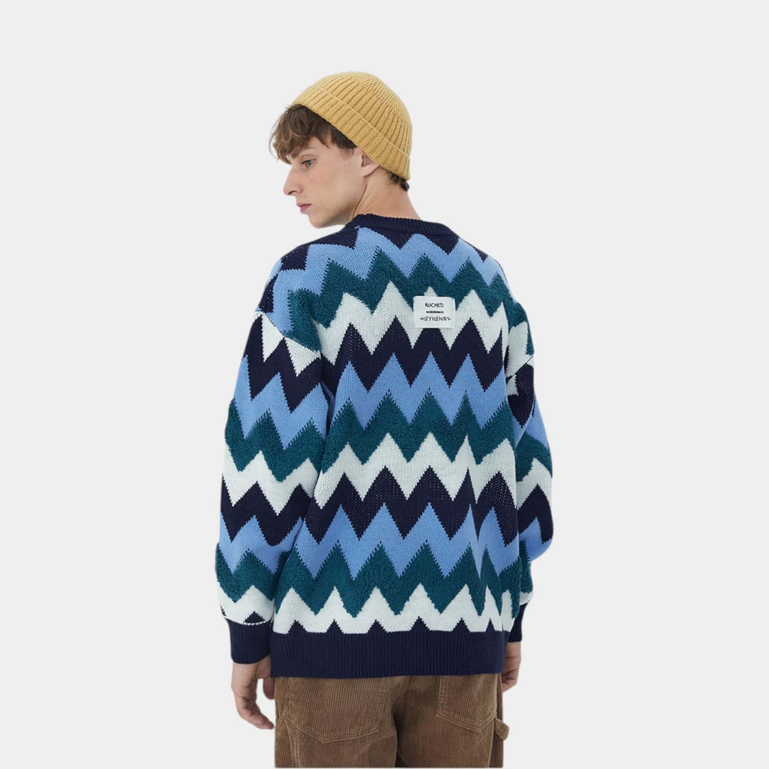 Gestreifter Herren Strickpullover mit langen Ärmeln – Bild 3