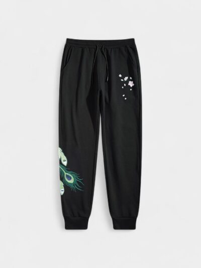 Fleece-lined thick warm embroidered Chinese style national fashion sweatpants men's casual trousers autumn and winter ankle-tied sports pants men