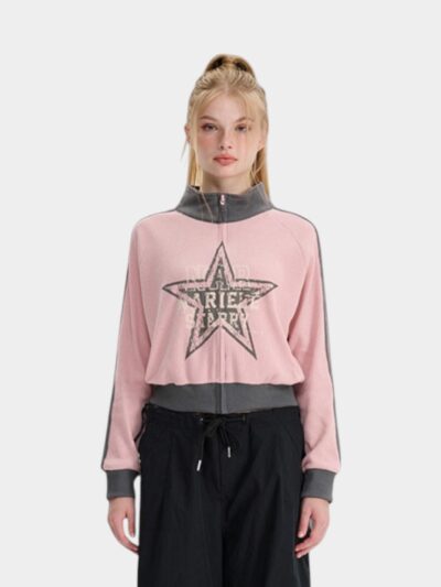 Women's Text print Long sleeves Zip up Jacket