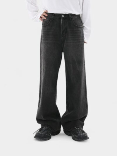 nirben denim | Explosions jeans black Gray wide leg pants straight version loose straight washed jeans