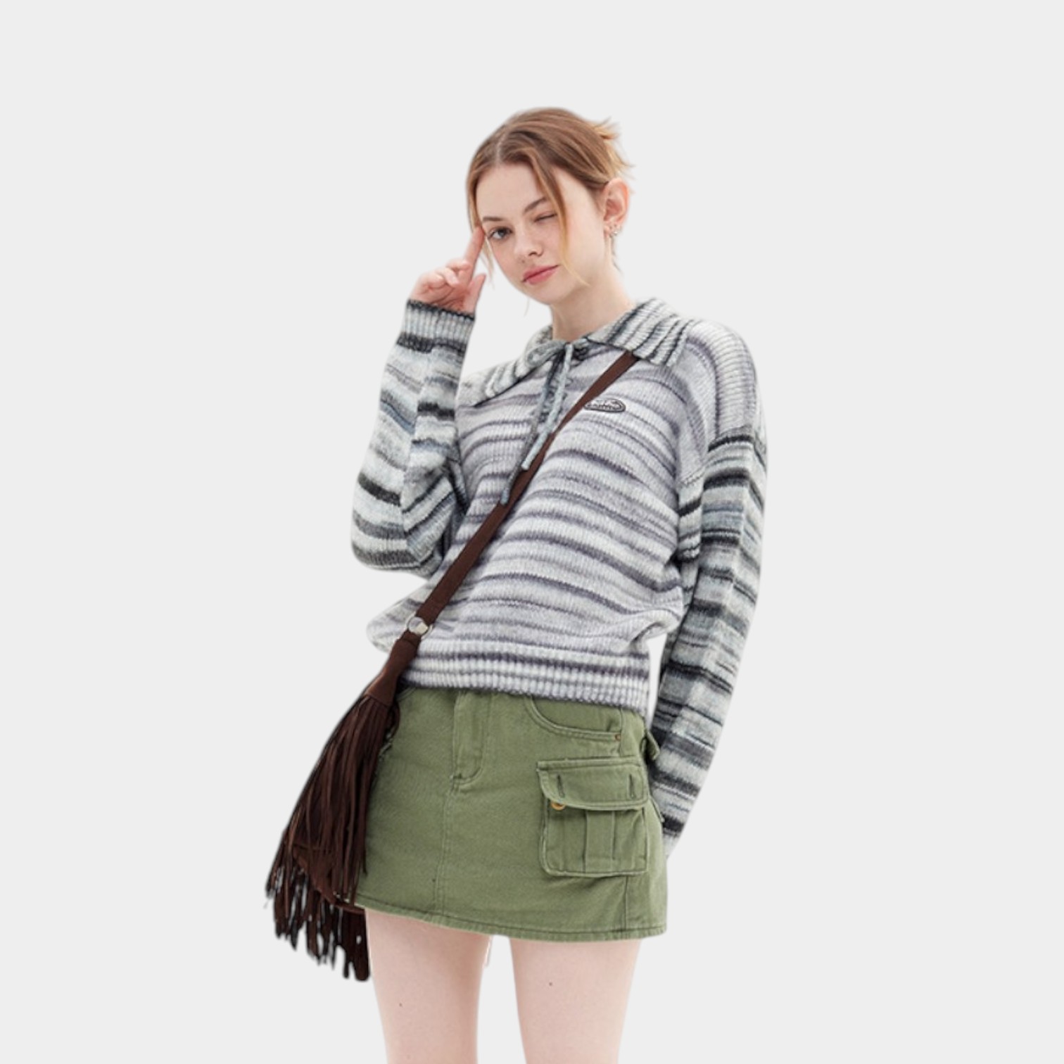 Damen Farbverlaufmuster Langarm Strickpullover – Bild 4