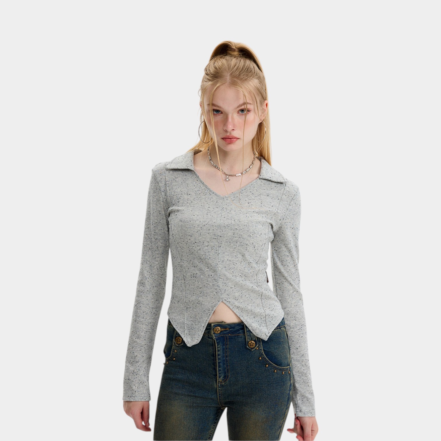 Damen Slim Fit Langarm T-Shirt – Bild 3