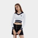 Gestreiftes Crop-Top für Damen mit langen Ärmeln