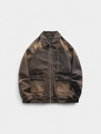 LK Men's Wear | Waste Earth Wind Retro Old Washed Jacket Men's Autumn New Tui Shuai Zipper Workwear Denim Jacket 8899