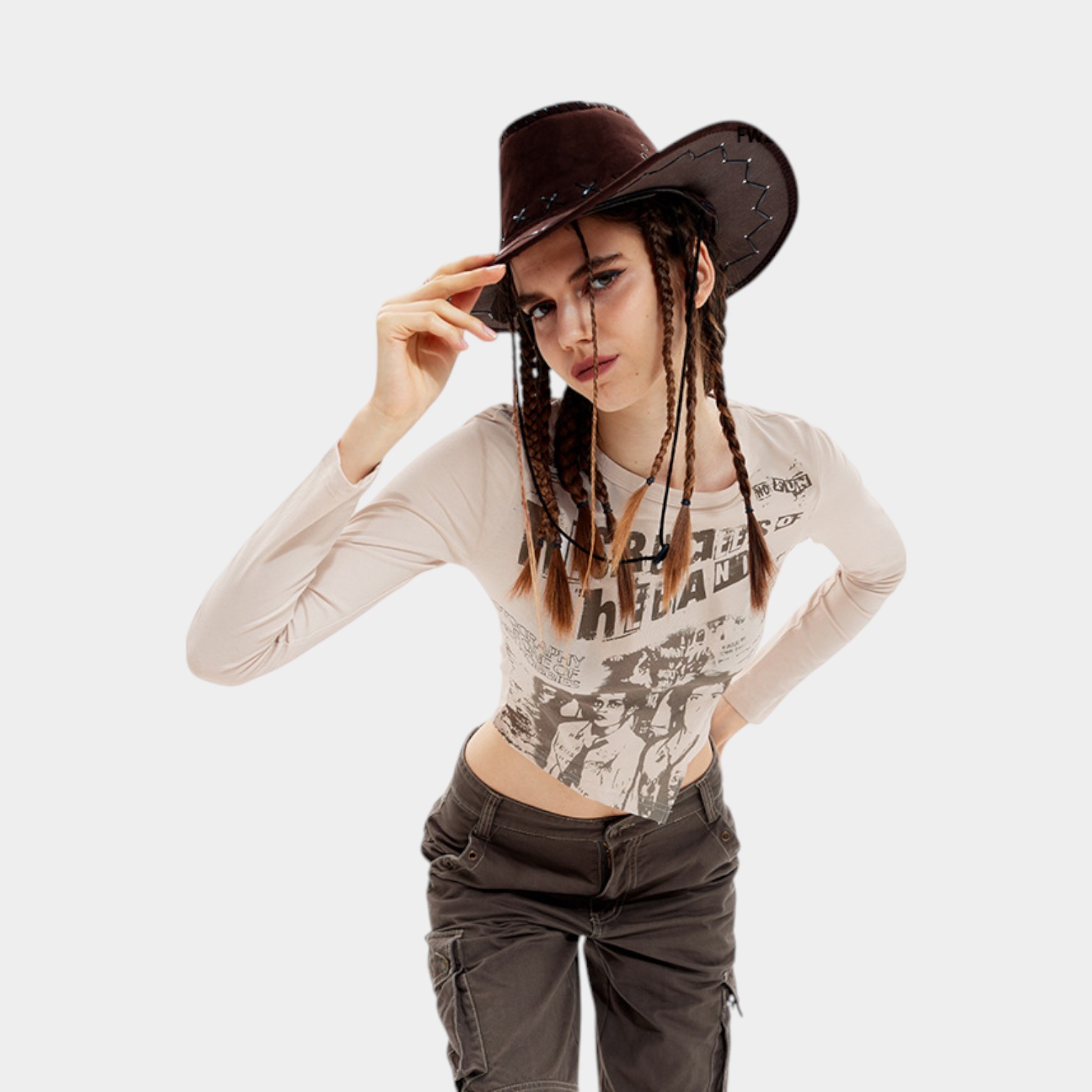 HeyHenry American-style Retro Irregular Hem Niche Design Sense Slim-fit Slimming Long-sleeved Spice Girl T-shirt for Women