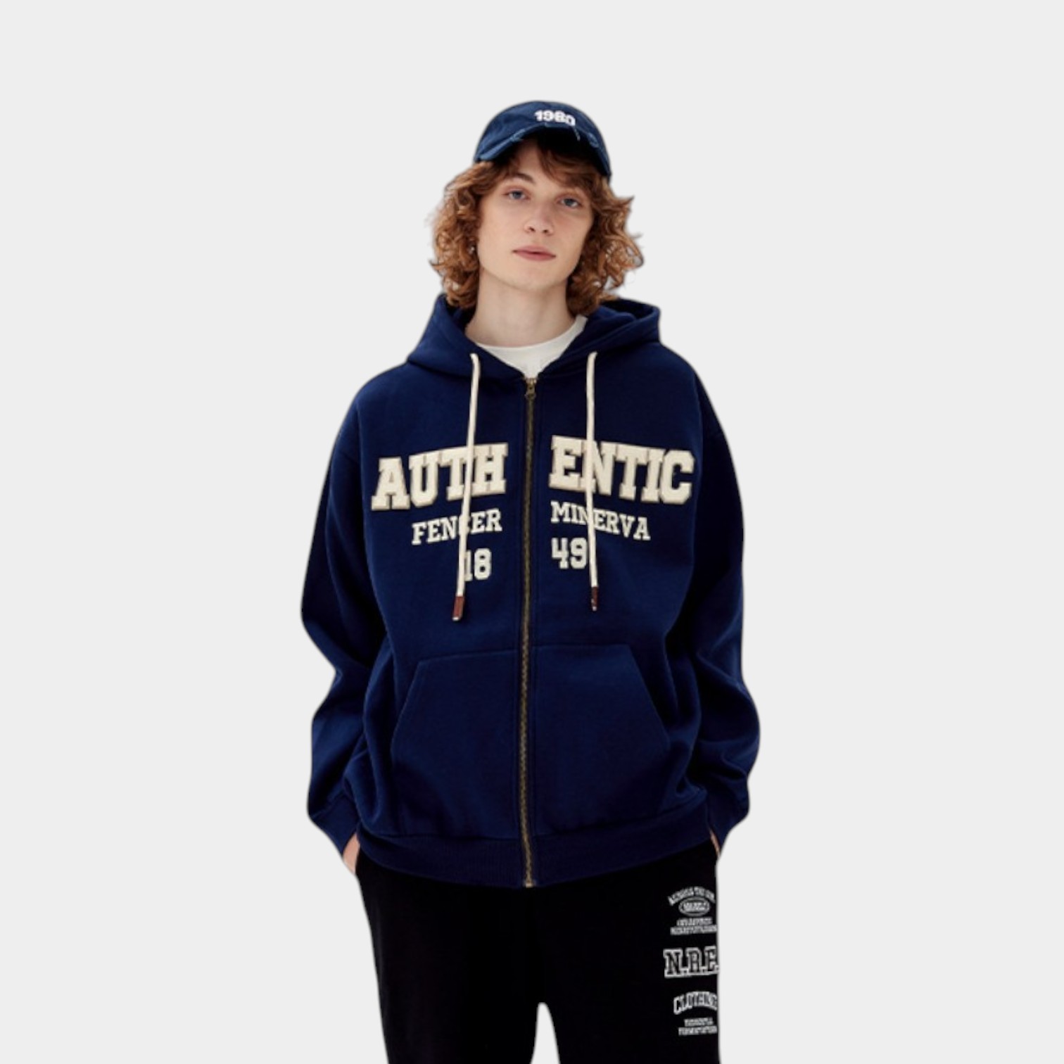 Herren Textdruck Langarm Reißverschluss Jacke