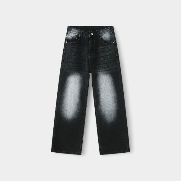 nirben Denim | Vintage washed jeans fashion brand all-match loose slimming straight casual wide-leg trousers