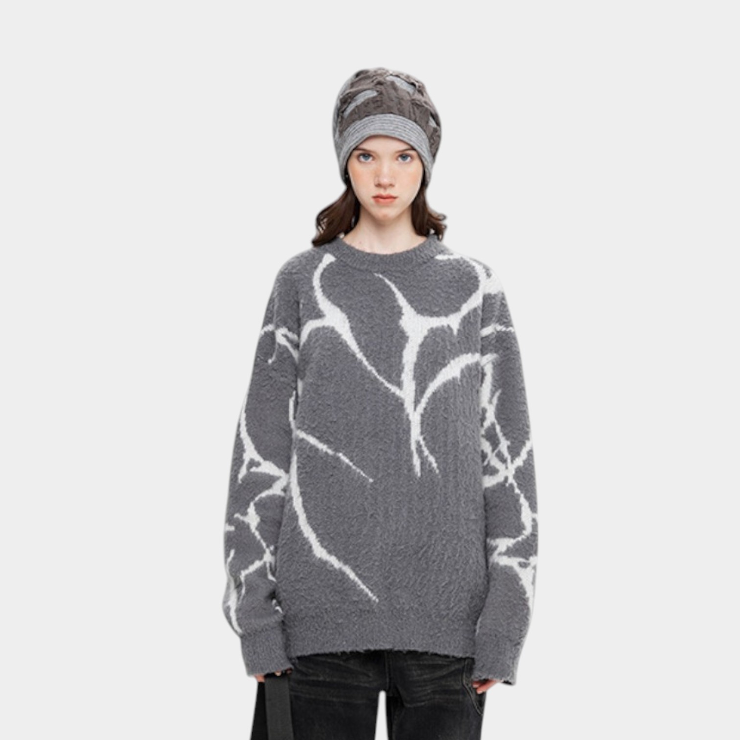 Damen Oversize Langarm Strickpullover