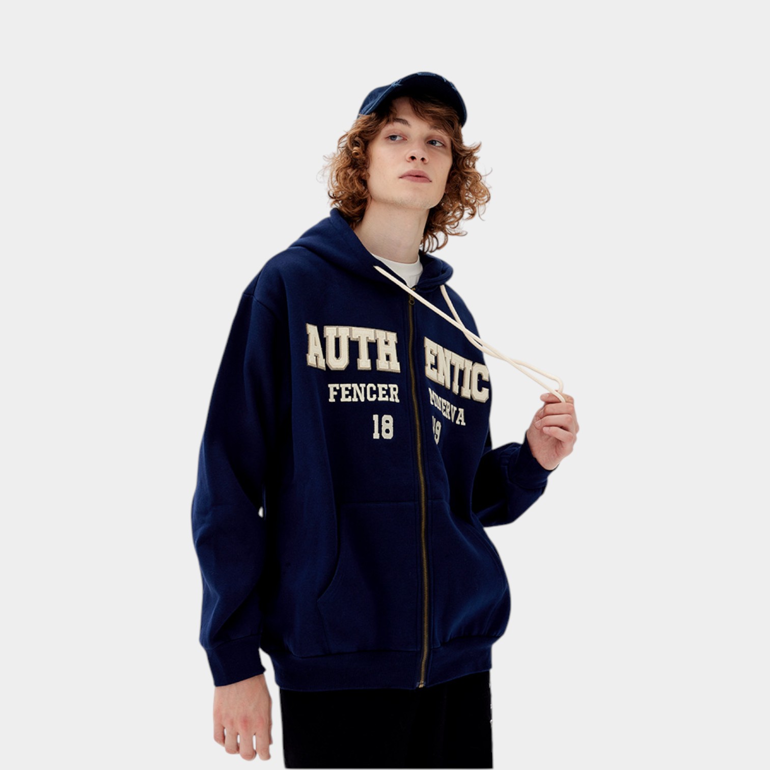 Herren Textdruck Langarm Reißverschluss Jacke – Bild 3