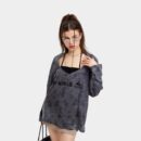 HeyHenry Pure Desire Spice Girls' Long Sleeve Top with Strap and Hanging Neck Women's Early Spring New Loose Tank Top Two-Piece T-Shirt