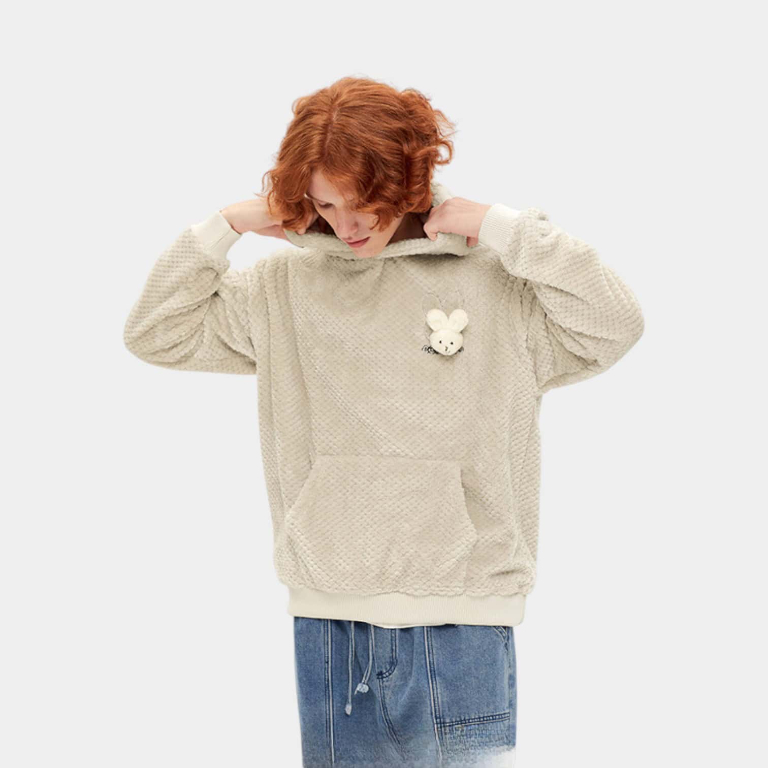 HeyHenry Rabbit Ears Beibei Velvet Sweater for Men and Women Autumn and Winter New Couple Soft Waxy Cute Top Coat