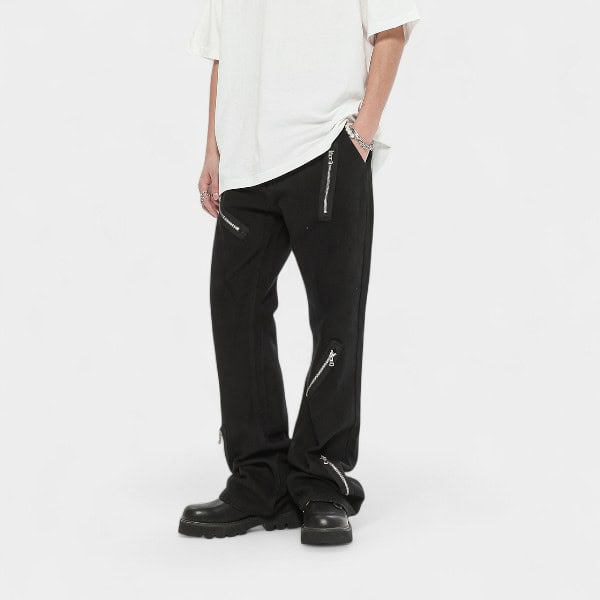 Retro Black High Street Zipper Pocket Men's Jeans OREETA Straight Leg Cotton Casual Comfortable Vintage Design Jeans