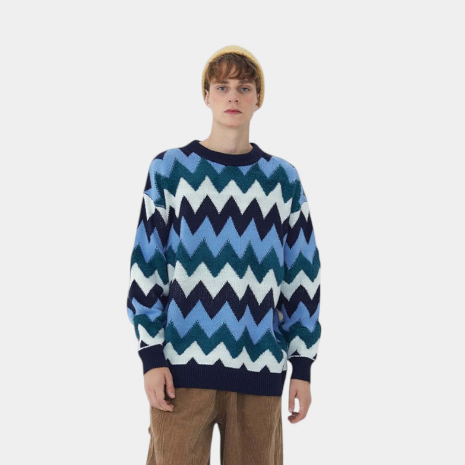 Gestreifter Herren Strickpullover mit langen Ärmeln