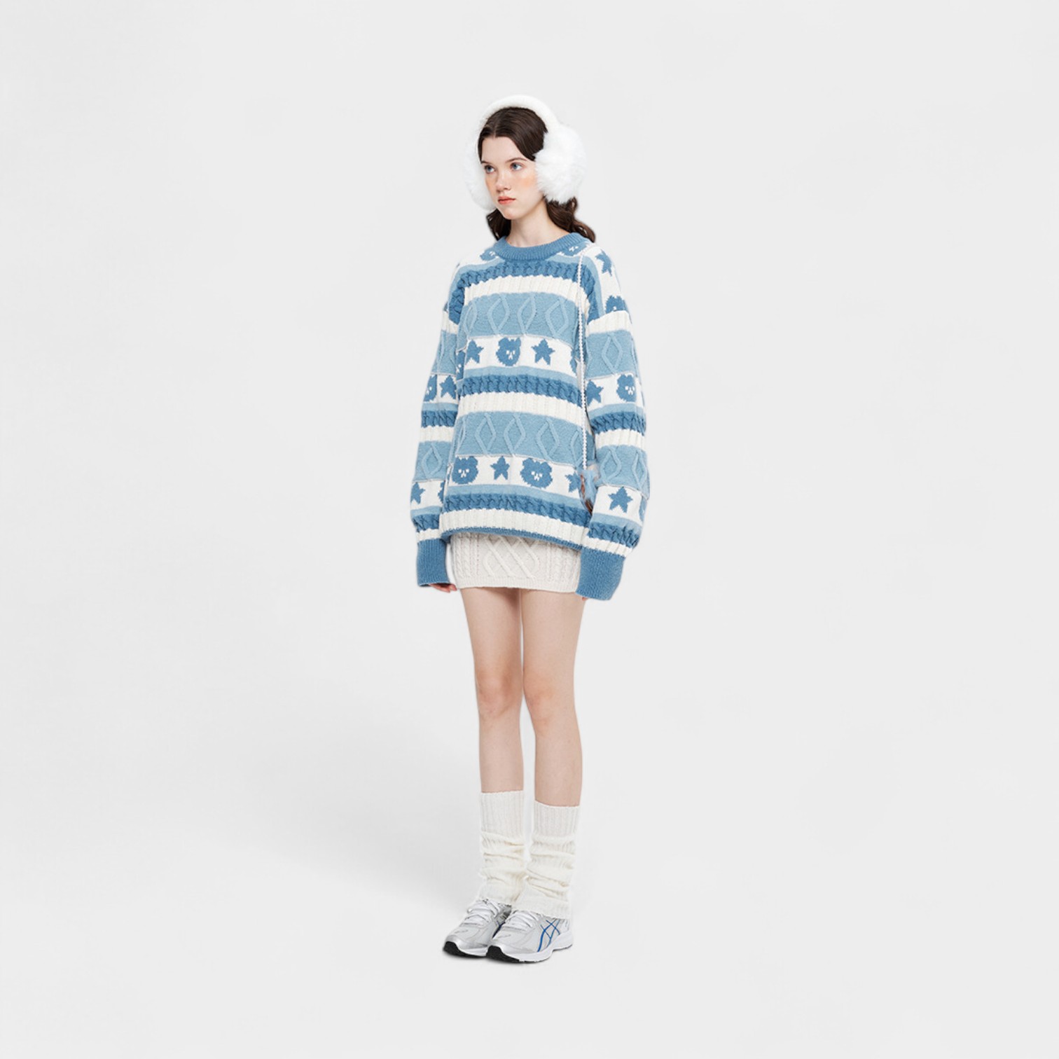 Gestreifter Strickpullover für Damen mit langen Ärmeln – Bild 2