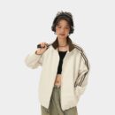 Jack Chuanyang American-style Retro Jacket Men's All-match Stripe Stitching Collar Loose Sports Couple's Casual Jacket Women's