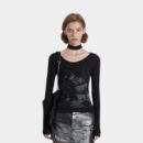 Damen T-Shirt mit künstlerischem Druck und langen Ärmeln