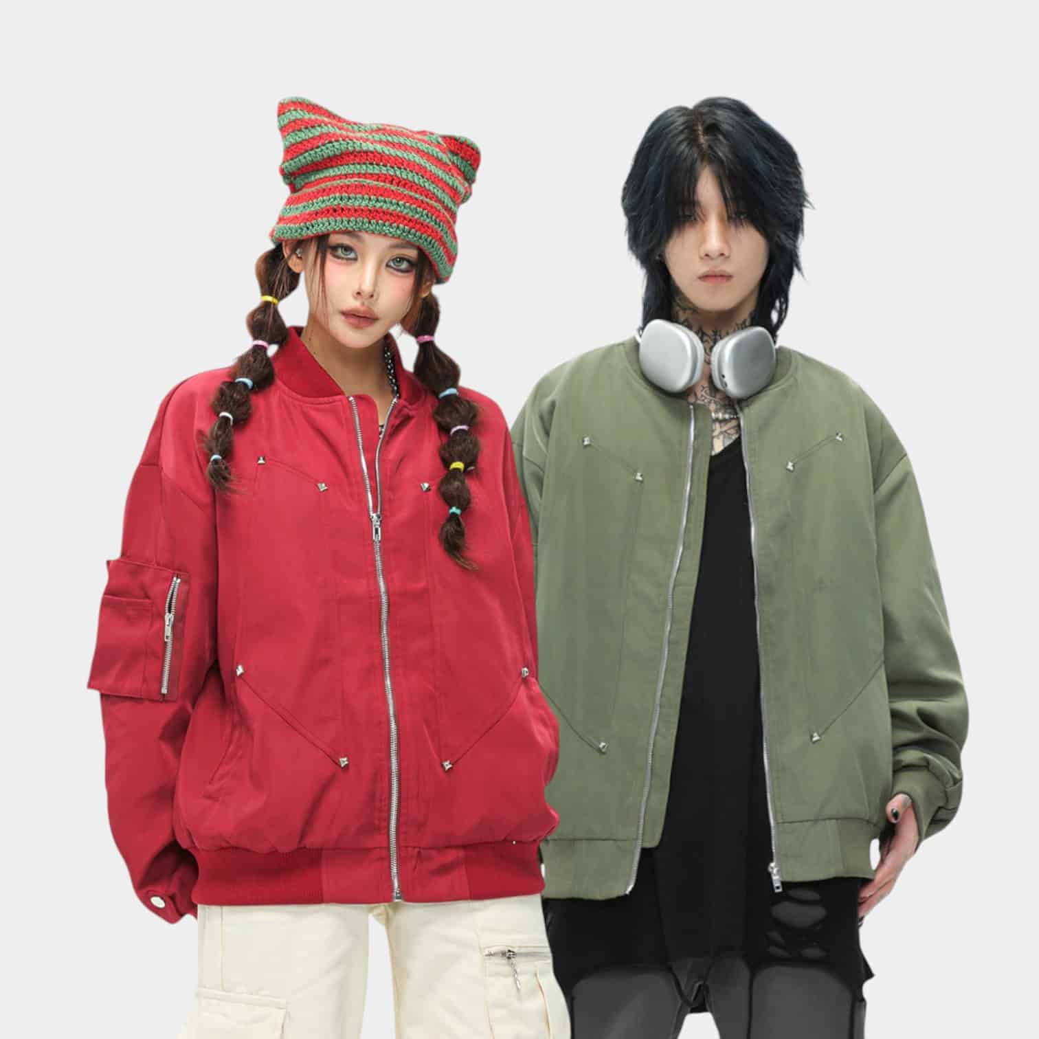 Unisex Bomberjacke mit langen Ärmeln und normaler Passform