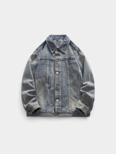 LK men's clothing | American retro jeans frock jacket lapel Denim men's loose Joker Denim jacket 8851