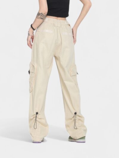 OREETA, Spring and Autumn Solid Color Simple Large Pocket Japanese Overalls Men's Design Sense Straight Casual Overalls Women