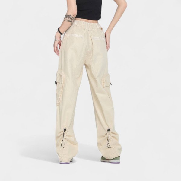 OREETA, Spring and Autumn Solid Color Simple Large Pocket Japanese Overalls Men's Design Sense Straight Casual Overalls Women