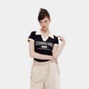 HeyHenry American summer 2023 letter embroidered short jacket female Polo collar thin short sleeved T-shirt