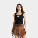 New 2024 spring and summer square collar camisole women's seamless slim fit inner wear sweet and spicy casual fashion T-shirt top