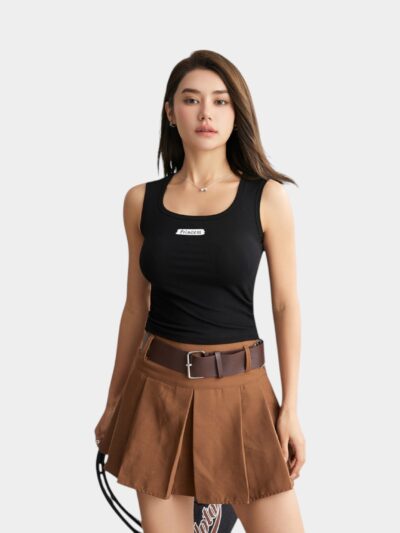 New 2024 spring and summer square collar camisole women's seamless slim fit inner wear sweet and spicy casual fashion T-shirt top