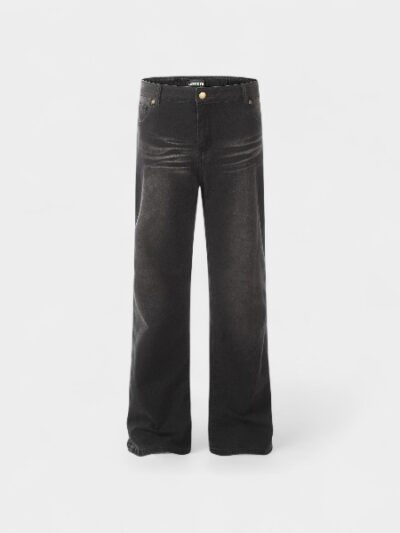 OREETA, American Washed Black Cat-whisker Jeans 2024 Retro Dressed Slim High Street Straight Jeans