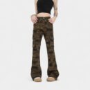 American Vintage Camouflage Wide Leg Workwear Pants OREETA Slim Fit Casual Trousers Straight Cut Long Pants mid Waist