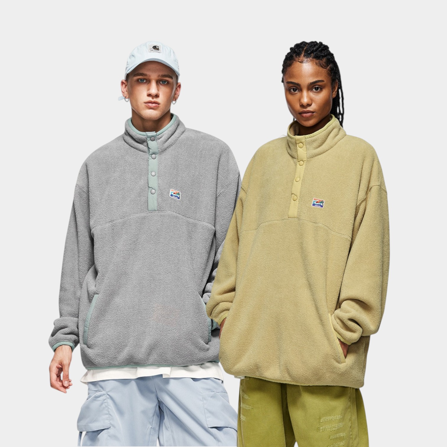 Unisex Oversized Fleece Pullover mit langen Ärmeln