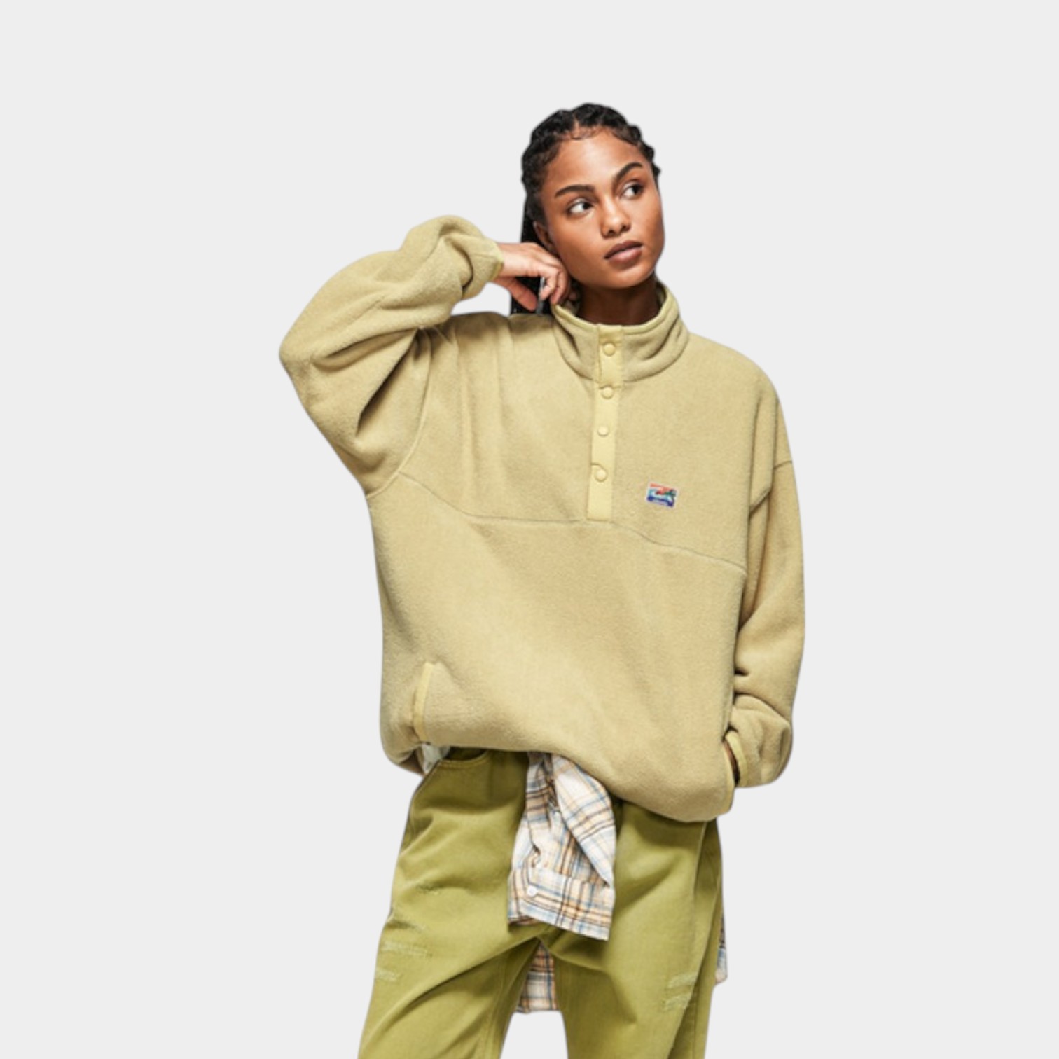 Unisex Oversized Fleece Pullover mit langen Ärmeln – Bild 4