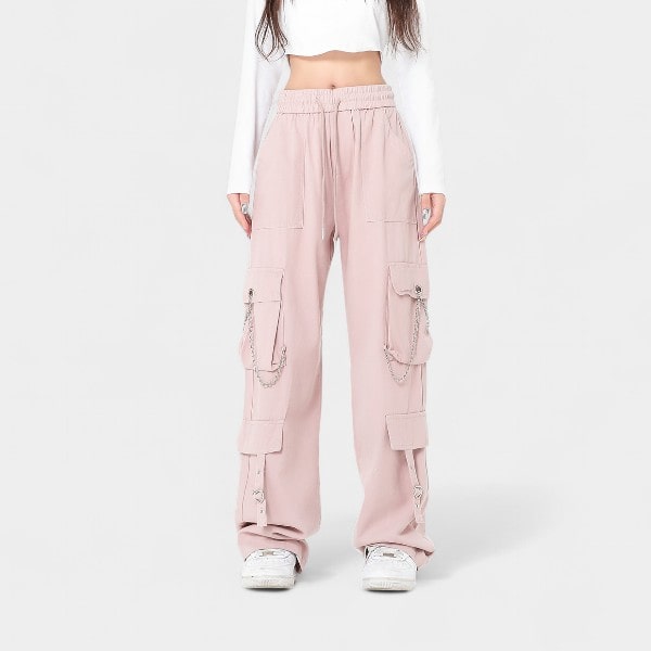 OREETA jeans autumn and winter men's and women's American fashion brand pink overalls zipper decoration personalized loose hot girl overalls