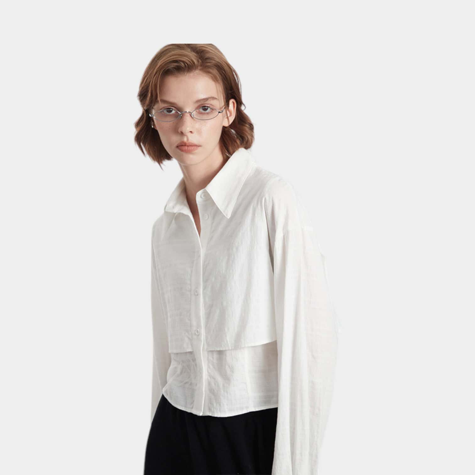 HeyHenry European and American Fake Two-piece Shirt Women's Loose College-style Design Sense Shirt Short Long-sleeved Top Niche