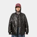 American retro PU leather diamond-shaped quilted cotton-padded jacket fashion brand High Street casual loose warm baseball jacket for men and women