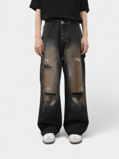 Nirben Denim | Street Retro Logging Jeans Men's American Fashion Brand High Street Ripped Loose Straight Pants