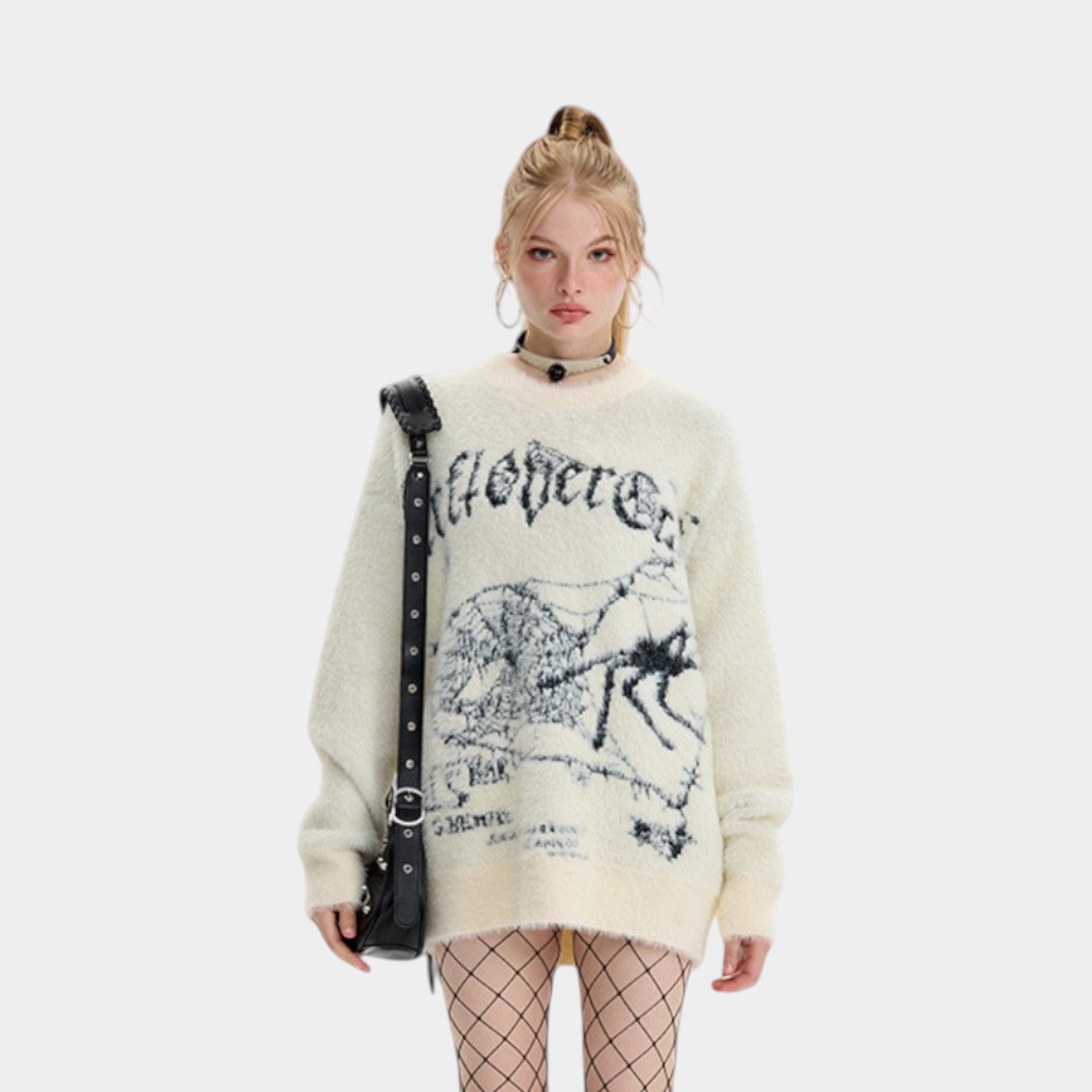 Damen Strickpullover mit künstlerischem Druck und langen Ärmeln – Bild 4