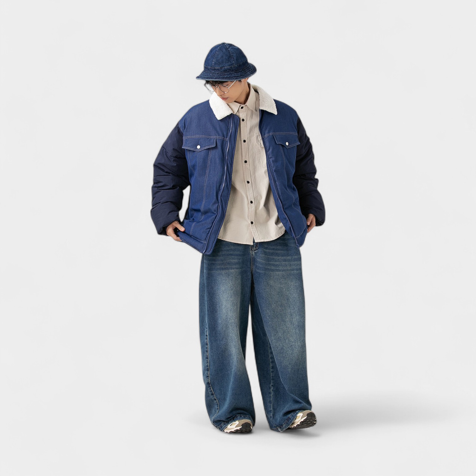 Herren Relaxed Fit/Loose Fit Langarm Jeansjacke – Bild 6